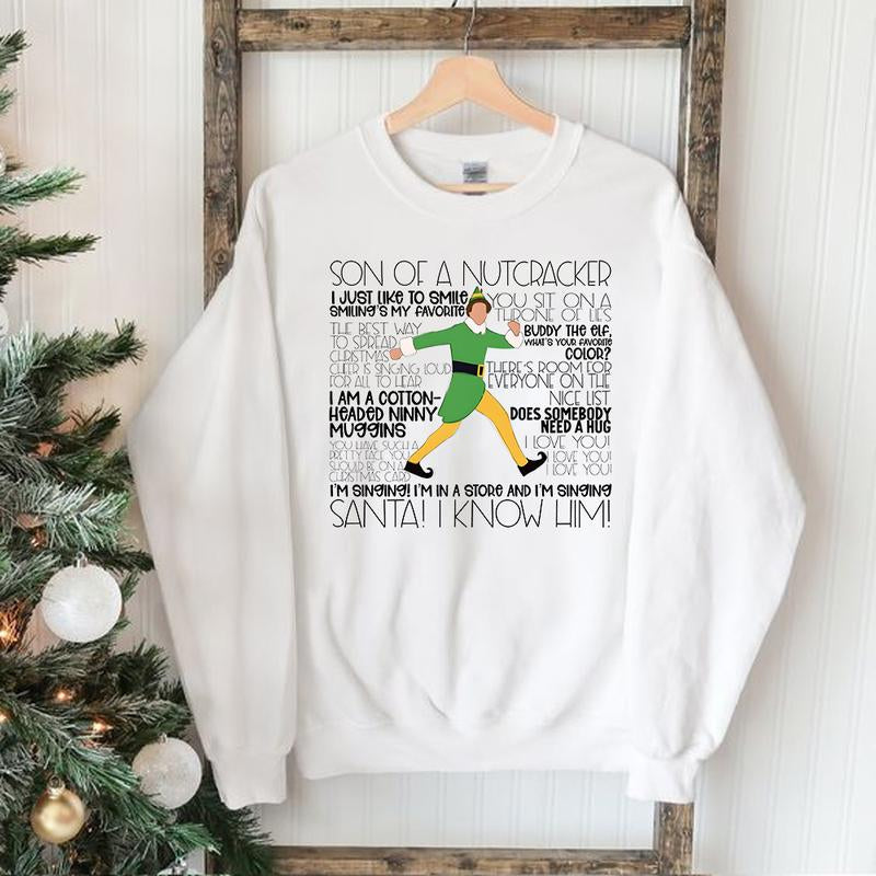 Buddy Elf Omg Santa I Know Him Sweatshirt, Buddy Elf Christmas, Elf Merry Christmas 2023, Christmas Movie, Xmas Gifts Sweatshirt Hoodie T-Shirt