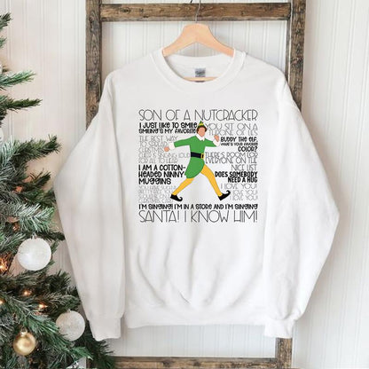 Buddy Elf Omg Santa I Know Him Sweatshirt, Buddy Elf Christmas, Elf Merry Christmas 2023, Christmas Movie, Xmas Gifts Sweatshirt Hoodie T-Shirt