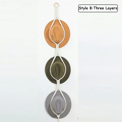 Nordic Style Boho Cotton Hanging Caps Holder Organizer Display Hat Scarf Organizer Rack Macrame Tapestry Hat Hanger Wall Storage