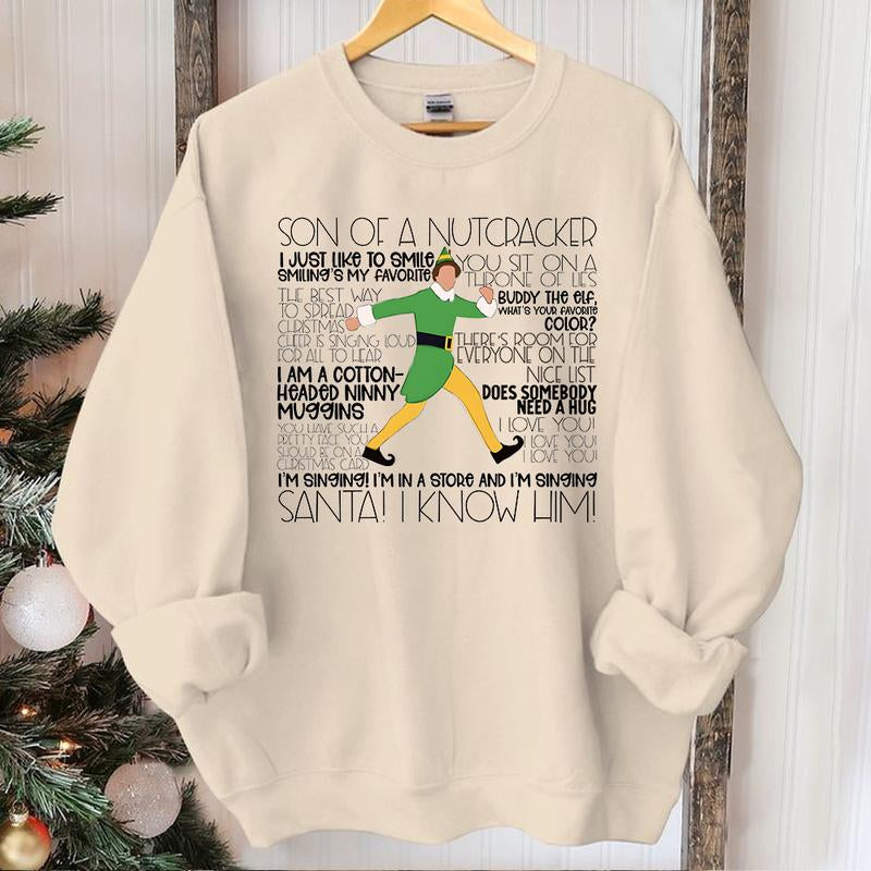 Buddy Elf Omg Santa I Know Him Sweatshirt, Buddy Elf Christmas, Elf Merry Christmas 2023, Christmas Movie, Xmas Gifts Sweatshirt Hoodie T-Shirt