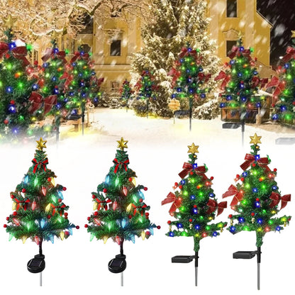 Solar Outdoor Christmas Trees Christmas Decorations LED Red Fruit and Bow Garden Lawn Landscape Festive Christmas Decor