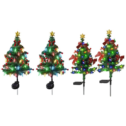 Solar Outdoor Christmas Trees Christmas Decorations LED Red Fruit and Bow Garden Lawn Landscape Festive Christmas Decor