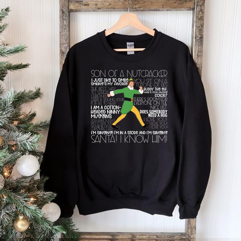 Buddy Elf Omg Santa I Know Him Sweatshirt, Buddy Elf Christmas, Elf Merry Christmas 2023, Christmas Movie, Xmas Gifts Sweatshirt Hoodie T-Shirt