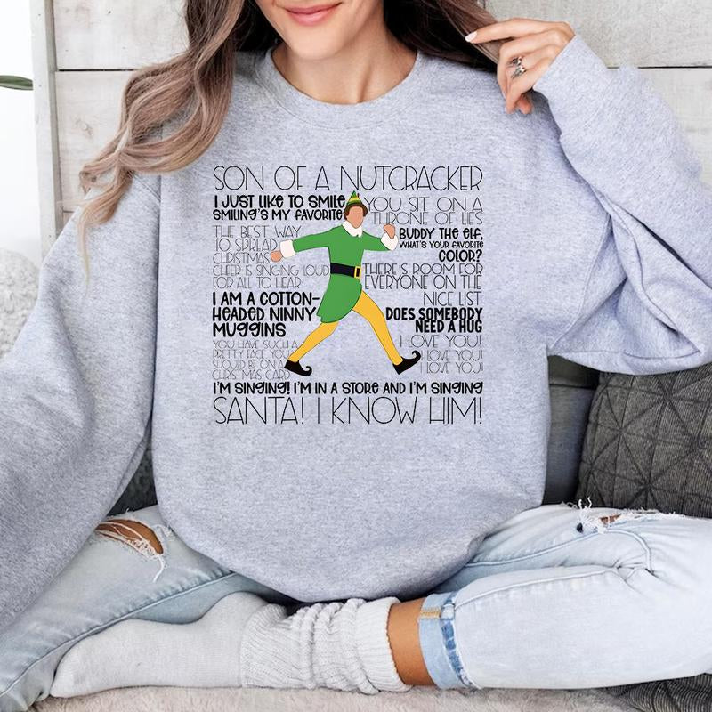 Buddy Elf Omg Santa I Know Him Sweatshirt, Buddy Elf Christmas, Elf Merry Christmas 2023, Christmas Movie, Xmas Gifts Sweatshirt Hoodie T-Shirt